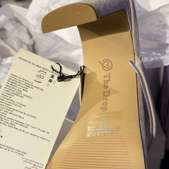 NWT The Drop Women's Avery Square Toe Two Strap High Heeled Sandal Size 8 Beige - Picture 13 of 13